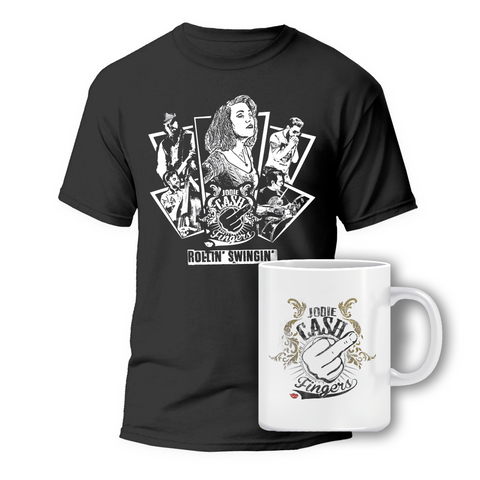 Camiseta - gira primer disco Rollin' Swingin' Jodie Cash Fingers + Taza